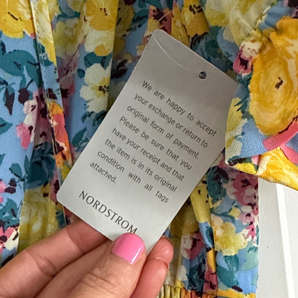 Collective Concepts Yellow & Blue Floral Midi Dress - Picture 3 of 5